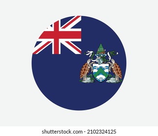 Ascension Island Round Flag. Ascension Island Circle Flag. British Overseas Territory Circular Shape Button Banner. EPS Vector Illustration.