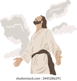 Ascension of Jesus, boho silhouette, christian vector illustration