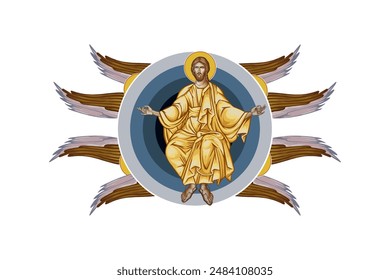 Ascension of Jesus in Byzantine style isolated
