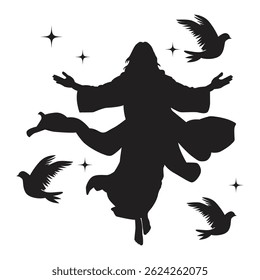 Ascension of Jesus Christ Silhouette Vector Illustration