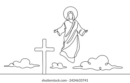 Ascension of the Lord. Biblical story. Illustration dedicated to Easter. Vector illustration. Images produced without the use of any form of AI software at any stage. 