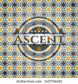 Ascent arabic style emblem. Arabesque decoration.