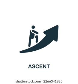 Ascent icon. Monochrome simple sign from performance collection. Ascent icon for logo, templates, web design and infographics.