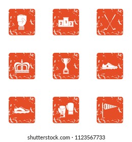 Ascent icons set. Grunge set of 9 ascent vector icons for web isolated on white background