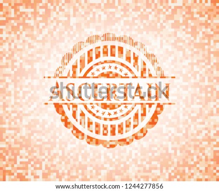 Ascertain orange mosaic emblem with background