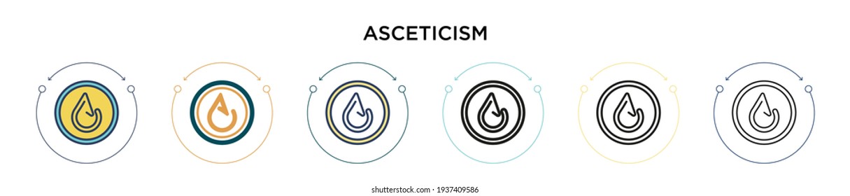 Asceticism icon in filled, thin line, outline and stroke style. Vector illustration of two colored and black asceticism vector icons designs can be used for mobile, ui, web