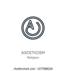 Asceticism icon. Thin linear asceticism outline icon isolated on white background from religion collection. Line vector sign, symbol for web and mobile