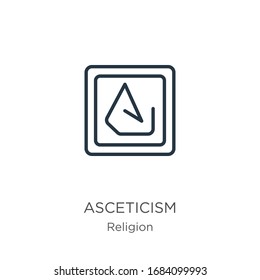 Asceticism icon. Thin linear asceticism outline icon isolated on white background from religion collection. Line vector sign, symbol for web and mobile