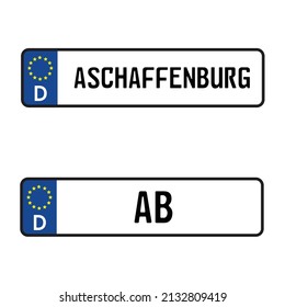 Aschaffenburg Car License Plate - Vehicle registration plates of Germany