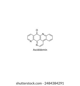 Ascididemin skeletal structure diagram.marine toxin compound molecule scientific illustration.