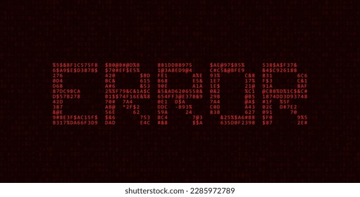 ASCII Art ERROR Word Made from Random Letters and Numbers. Dark Binary Code Error. Concept of Protected Digital Data Leak. Hacker Attack Database Malware. Cyber Security Vector Background.