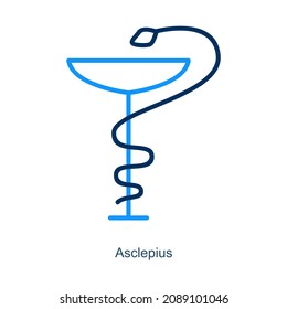 Concepto De Icono De Asclepio O Caduceo