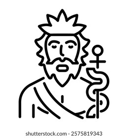 Asclepius god icon in linear style 