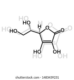 Ascorbic acid or vitamin C chemical formula