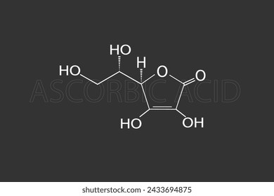 Ascorbic acid vitamin c molecular skeletal chemical formula