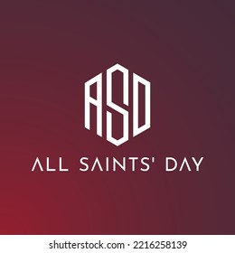 ASD Logo letter monogram with octagon shape design template isolated on All Saints Day