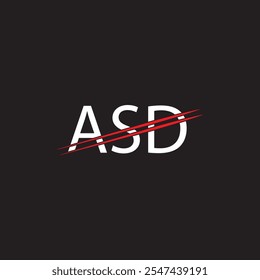 Logotipo de ASD. Elemento de letra de marca gráfica de Vector.