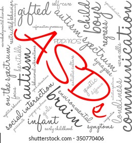 ASDs Word Cloud on a white background. 