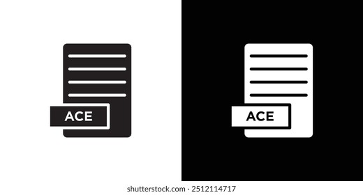 Ícone do documento do arquivo ASE Conjunto de logotipos preto e vetorial de arte de linha