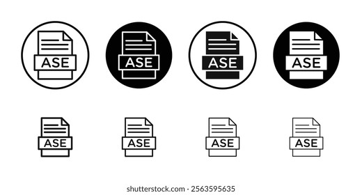 ASE File Document Icon Flat outline fill set collection