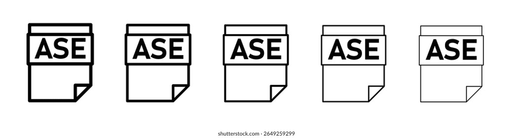 Ícone de documento de arquivo ASE Design plano em plano de fundo isolado