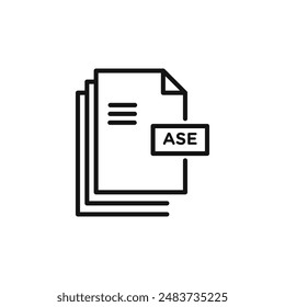 ASE file document icon outline collection in black