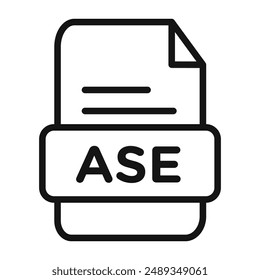 ASE File Document Icon Vector symbol or sign set collection in black and white outline