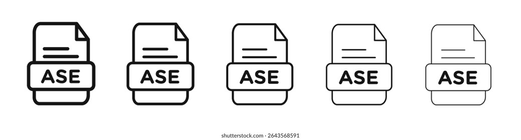 Sinal de ilustração de conjunto de contorno de vetor de ícone de documento de arquivo ASE