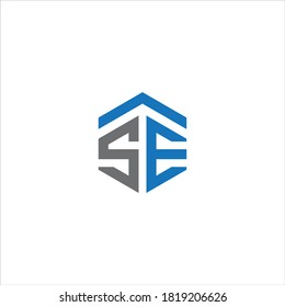 ASE Unique modern flat abstract logo design with blue and gray color.