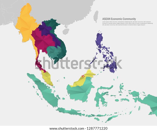 Asean 東南アジア諸国連合 東南アジアの地図 のベクター画像素材 ロイヤリティフリー