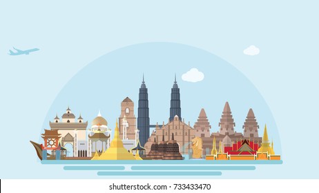 ASEAN Countries Iconinc Landmarks