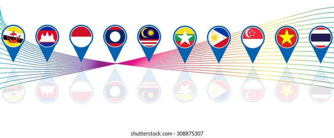 ASEAN Economic Community, AEC business forum, for design present template header background in vector