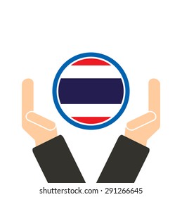 ASEAN Economic Community, AEC in businessman hand with Thailand, for design present in vector on white background