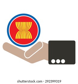 ASEAN Economic Community, AEC in businessman hand, for design present in vector