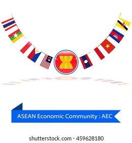 Asean Economic Community, AEC Flag Vector