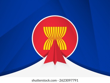 ASEAN Flag with Abstract Paper Airplane Design, National Flag in a geometric folded paper style. Vector illustration.