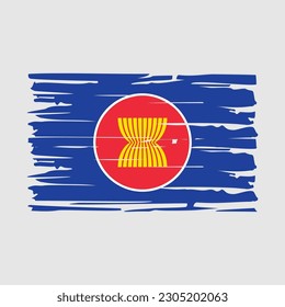 Asean Flag Brush Vector Illustration