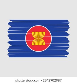 Asean Flag Brush Vector Illustration