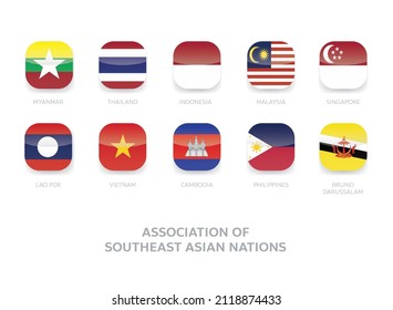 ASEAN Flag Country Set App Icon Vector