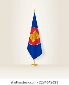 ASEAN flag on a flag stand. Vector illustration.