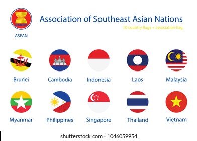 Asean Flag Vector Association Southeast Asian Stock Vector (Royalty ...