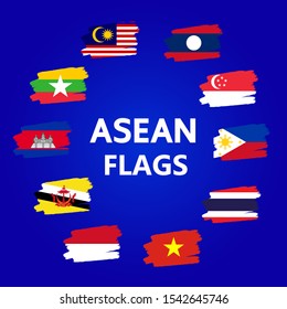 Asean Flag Vector Association Southeast Asian Stock Vector