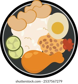 Asean Food Illustration Indonesian and Singapure Nasi Uduk