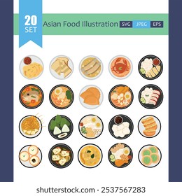 Asean Food Illustration Indonesian and Singapure