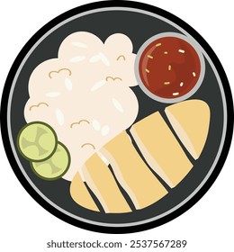 Asean Food Illustration Indonesian and Singapure hainan chiken rice