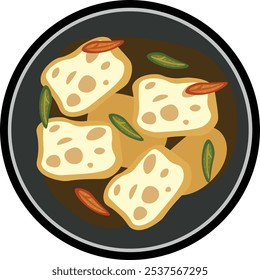Asean Food Illustration Indonesian and Singapure Tahu Gejrot