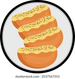 Asean Food Illustration Indonesian and Singapure Kue Pukis
