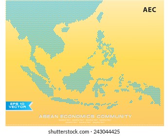 Asean Map dotted style illustration, for background (AEC, AFTA, ASEAN), easy to modify