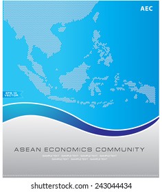 Asean Map dotted style illustration, for background (AEC, AFTA, ASEAN), easy to modify