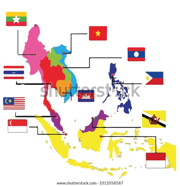 Asean Map Vector Stock Vector Royalty Free 1012058587 8294